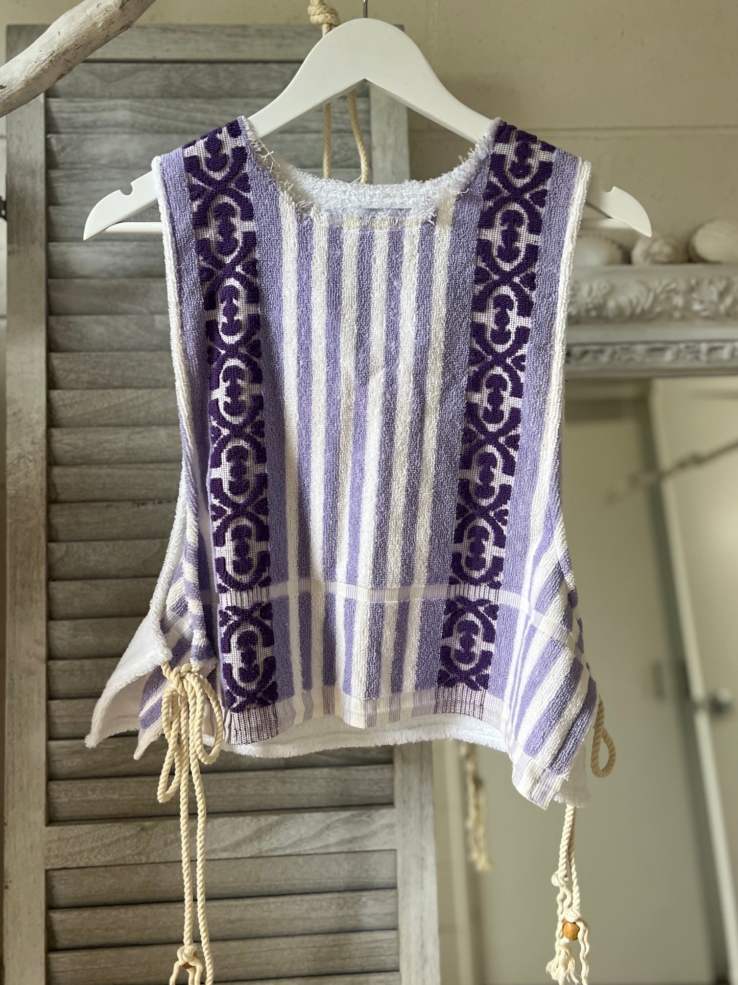 Vintage Side Tie Top lilac stripe