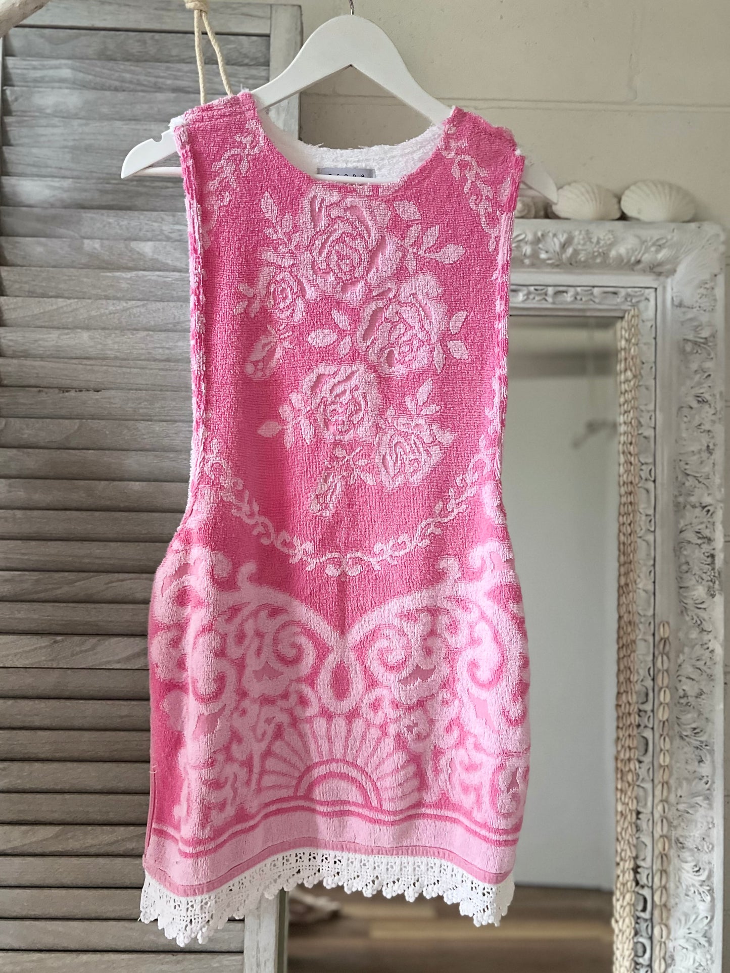 Vintage Side Tie Dress pink crotchet