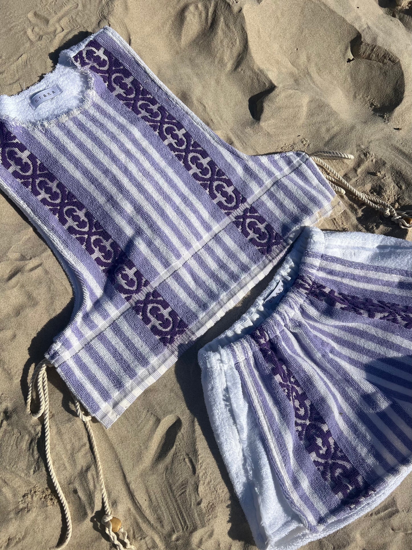 Vintage Side Tie Top lilac stripe