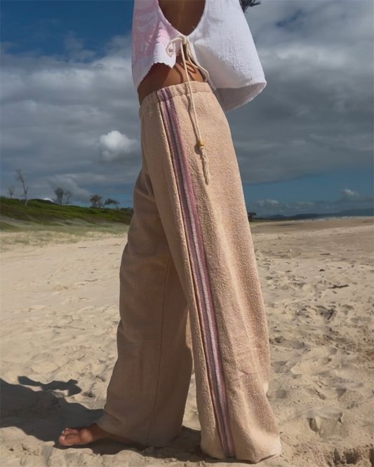 Reclaimed Pants taupe-blue stripe M
