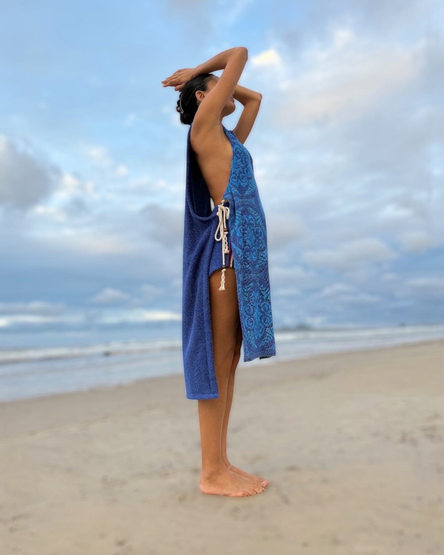 Side Tie Dress long Lapis