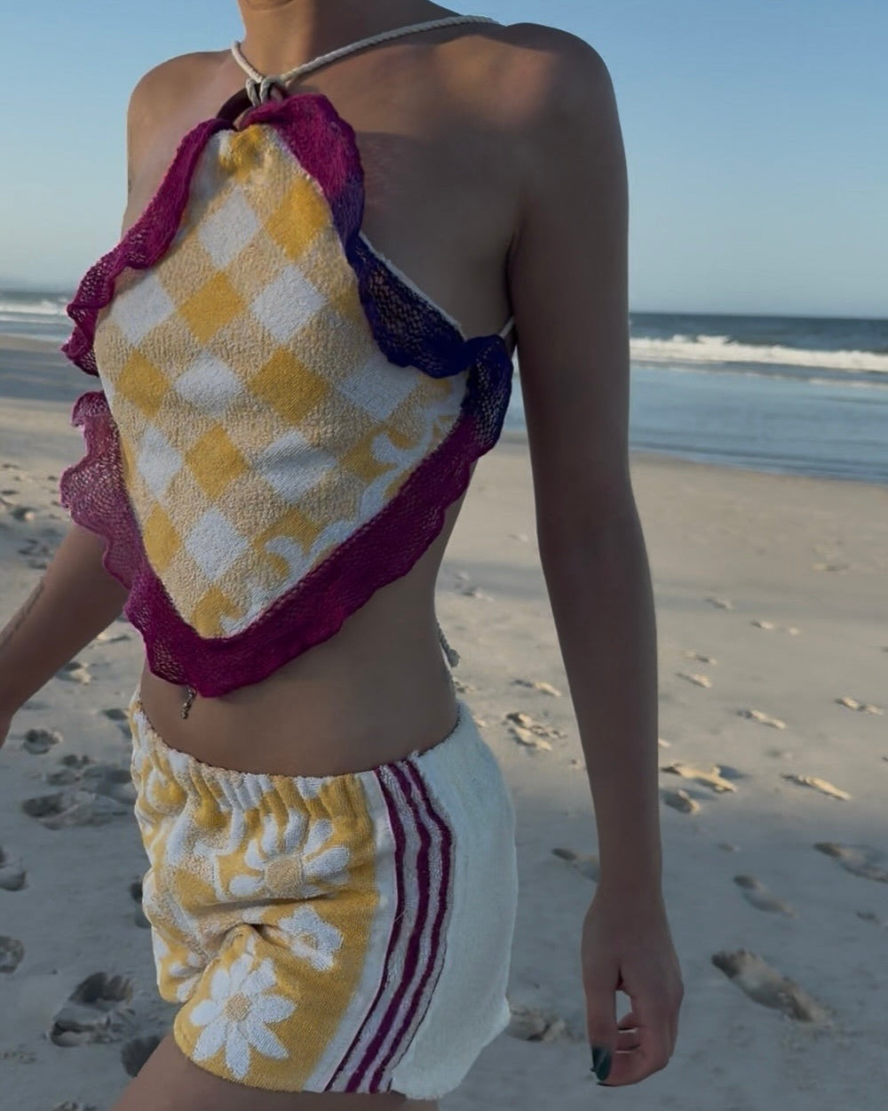 Vintage reworked halter top- Goldy