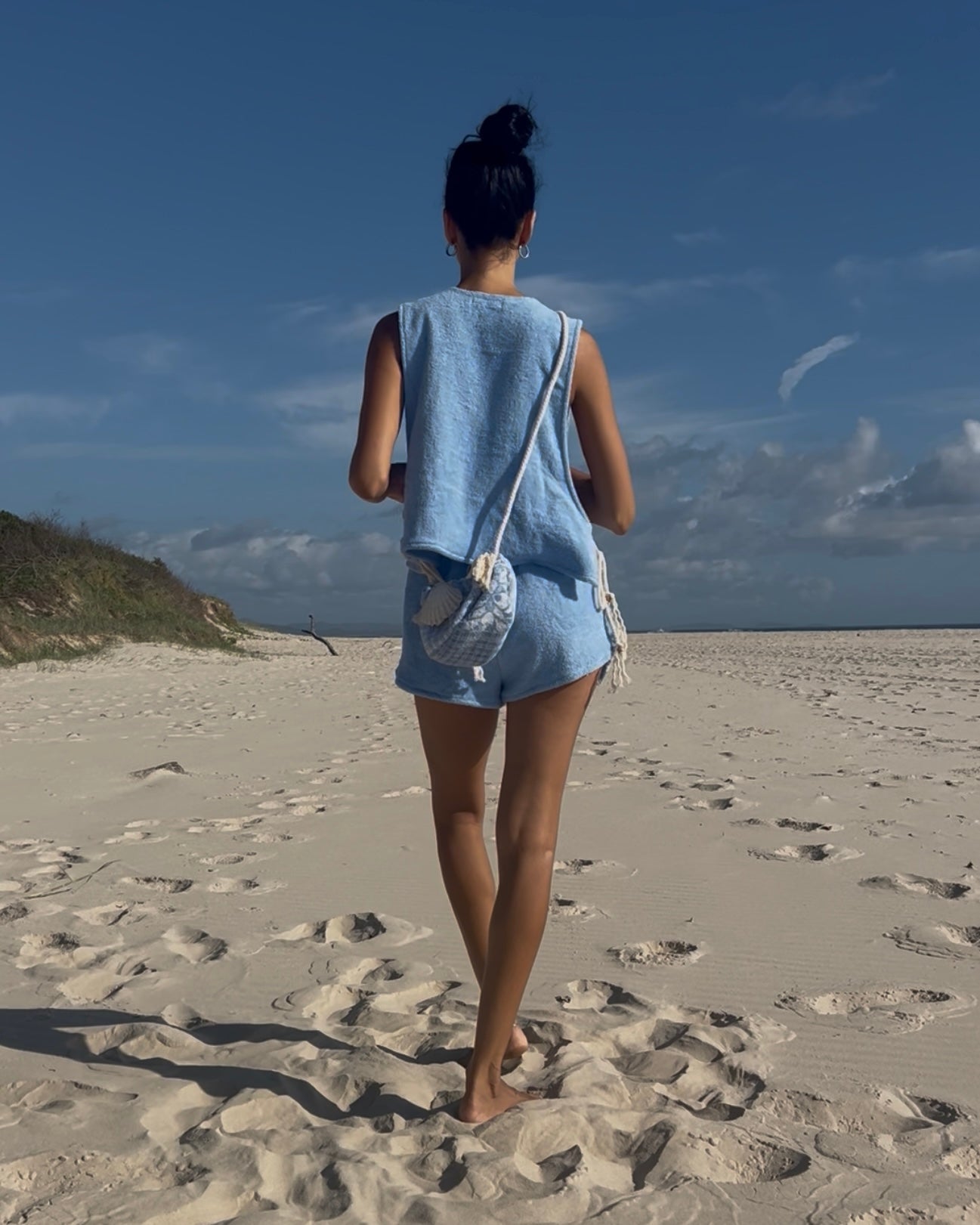 Orana redefining upcycling — one-of-a-kind reworked shorts, handmade in Byron Bay, Australia, from reclaimed vintage towels and textiles, inspired by nostalgic summer holiday memories, for a conscious and sustainable future