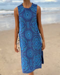 Side Tie Dress long Lapis