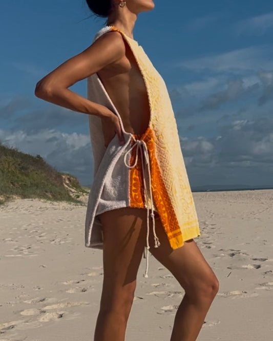 Side Tie Dress short marigold