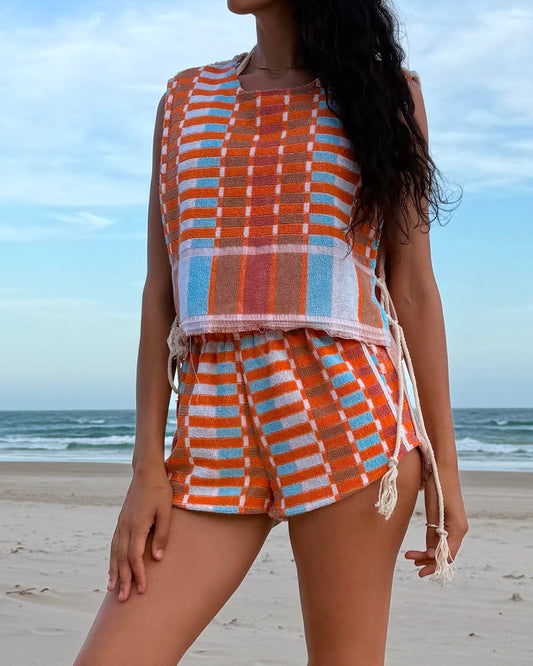 Vntg Reworked X Tie Top