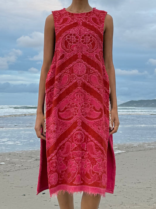 Side Tie Dress long- red