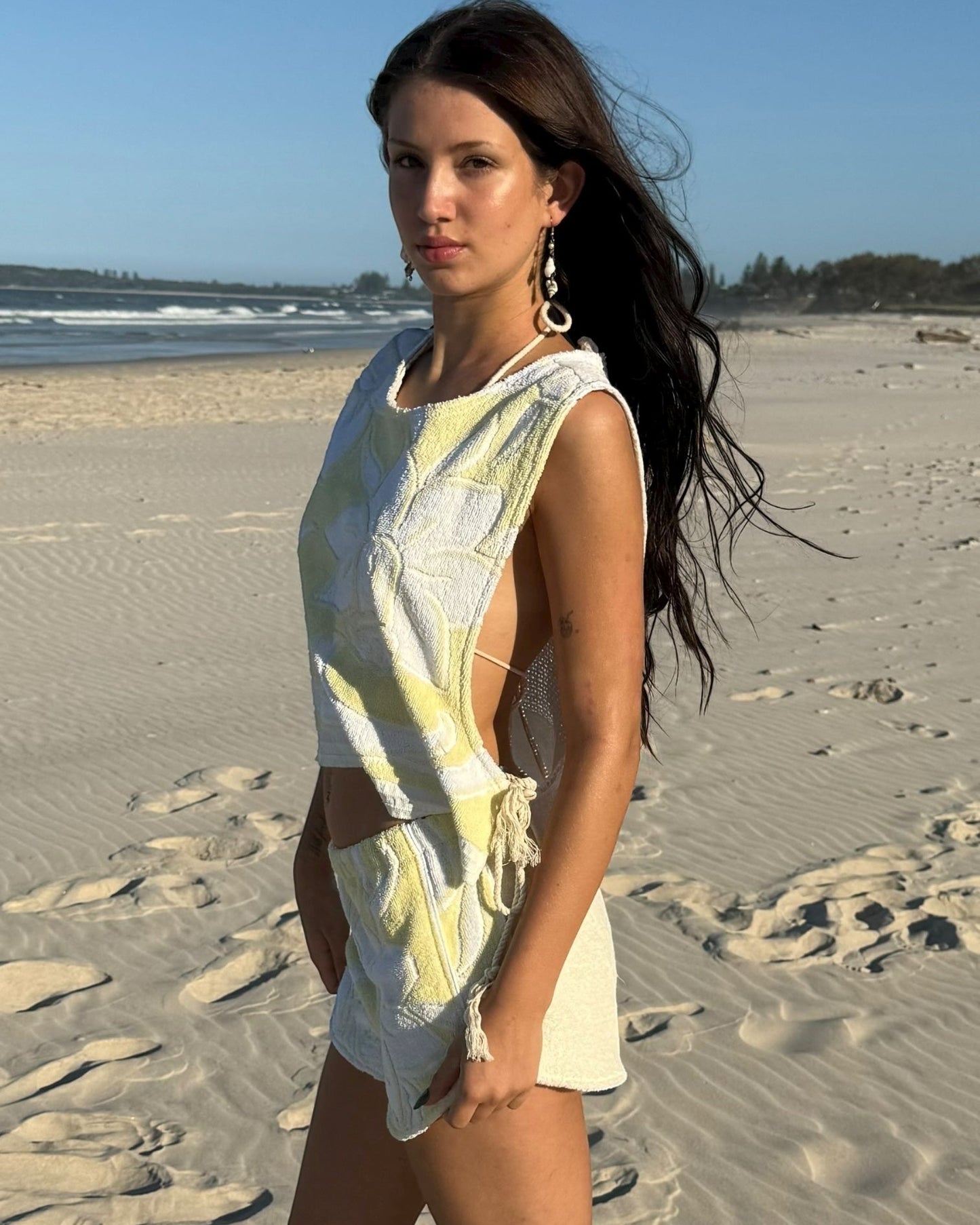 Vntg Reworked tie top-Lemon Slice