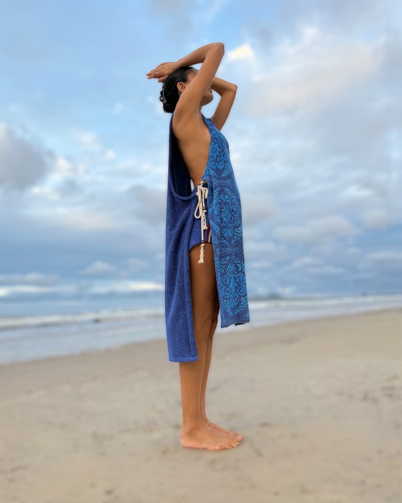 Side Tie Dress long Lapis