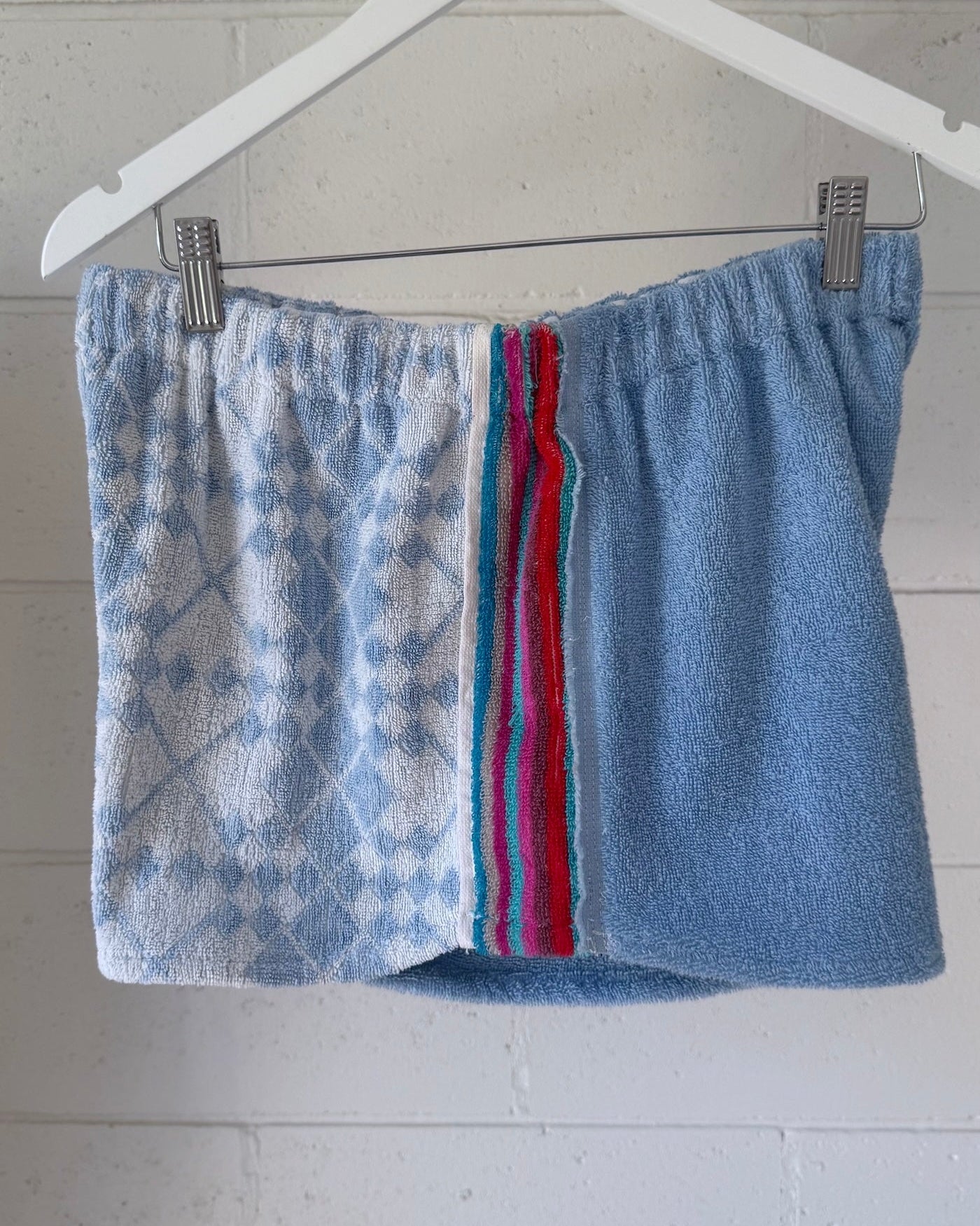 Orana redefining upcycling — one-of-a-kind reworked shorts, handmade in Byron Bay, Australia, from reclaimed vintage towels and textiles, inspired by nostalgic summer holiday memories, for a conscious and sustainable future
