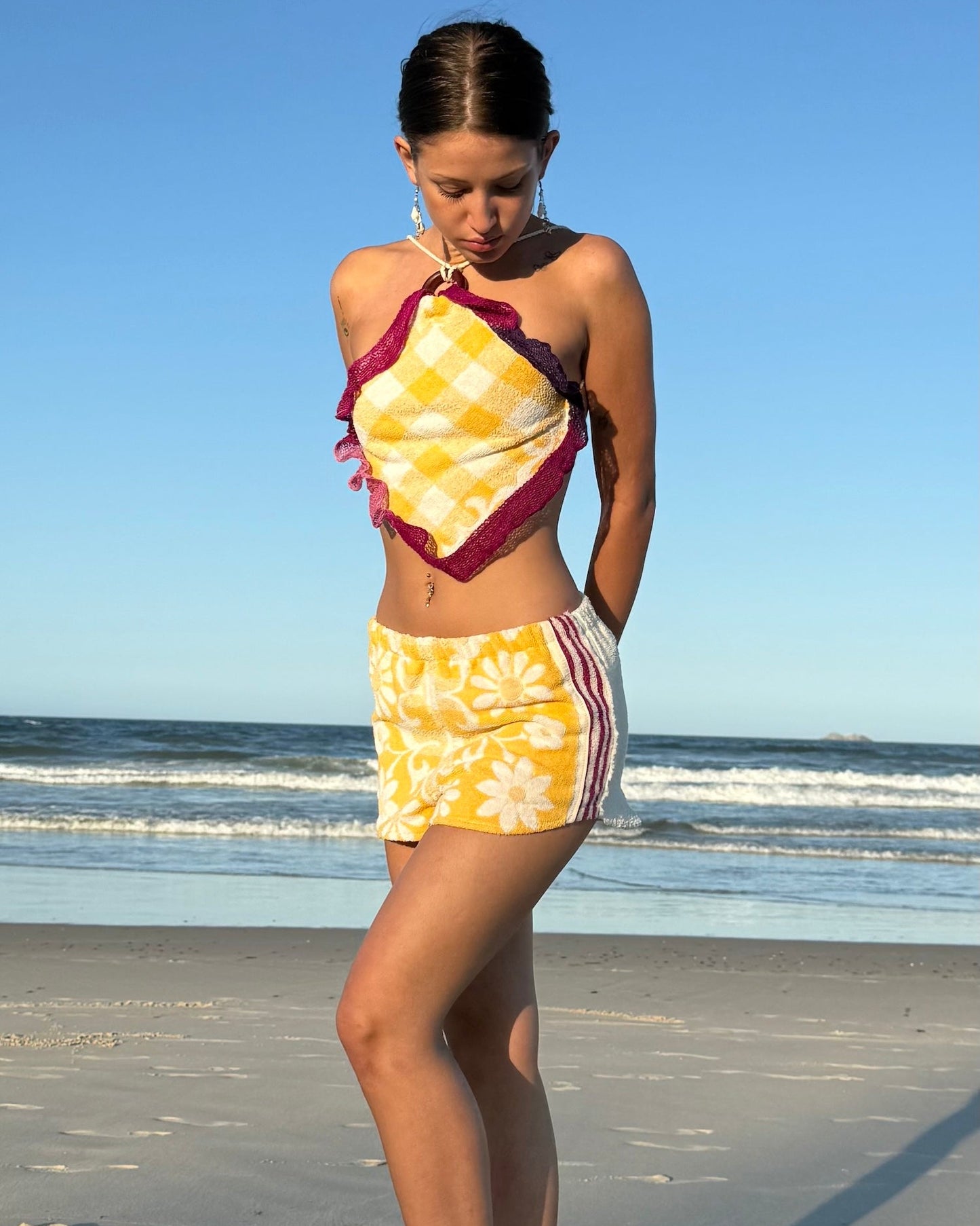 Vintage reworked halter top- Goldy