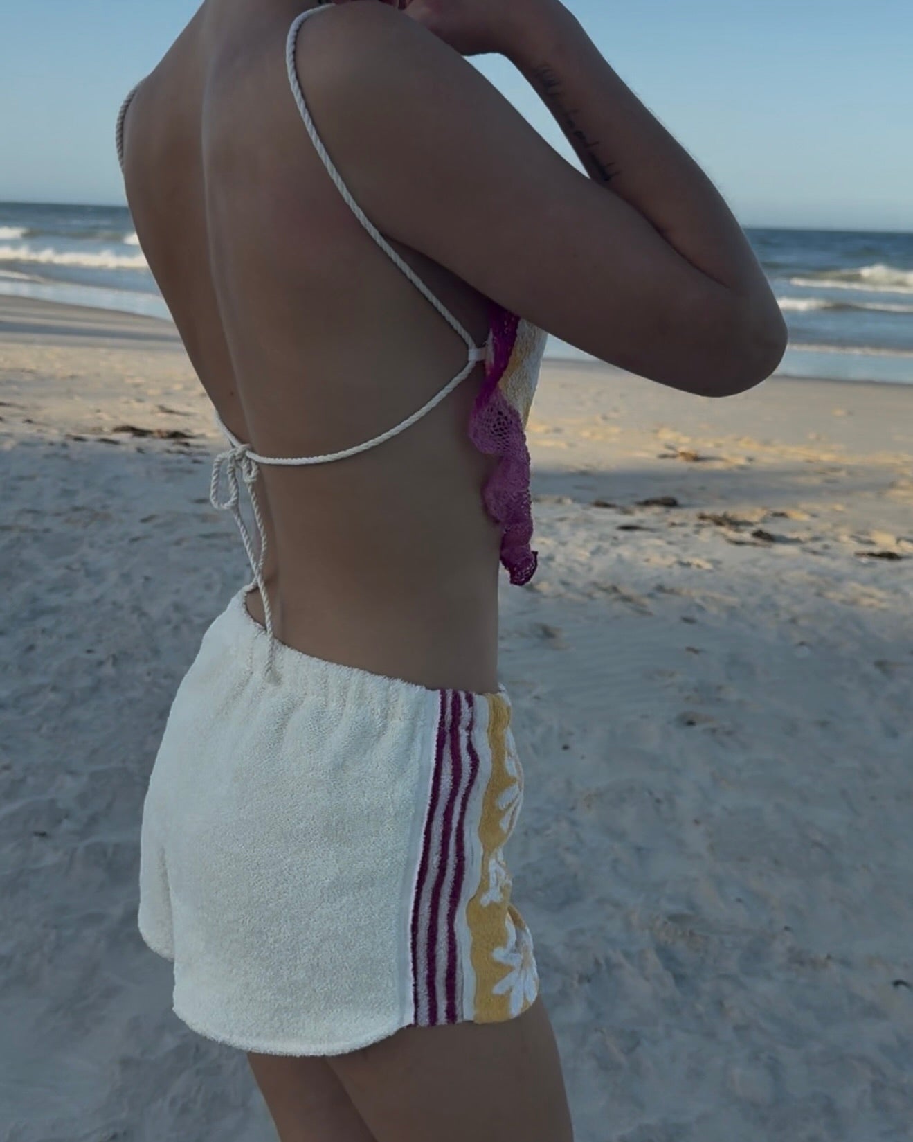 Orana redefining upcycling — one-of-a-kind reworked shorts, handmade in Byron Bay, Australia, from reclaimed vintage towels and textiles, inspired by nostalgic summer holiday memories, for a conscious and sustainable future
