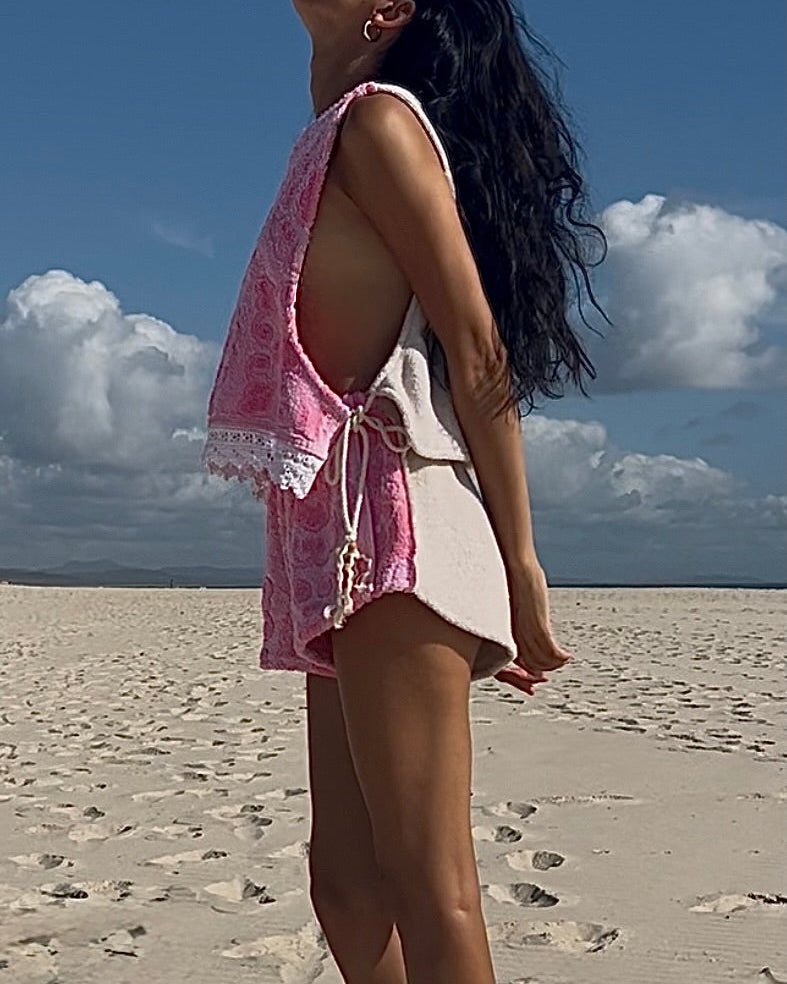 Vntg reworked tie top- Rosebay